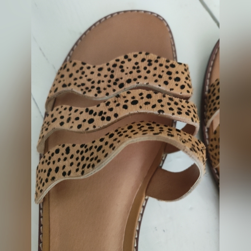 Madewell Women's Spotted Calf Hair Wavy Straps Slide Slip On Sandals | Size 10 - Picture 6 of 10